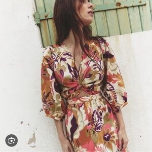 Zara Multicolor Floral Midi Dress